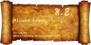 Micske Ervin névjegykártya